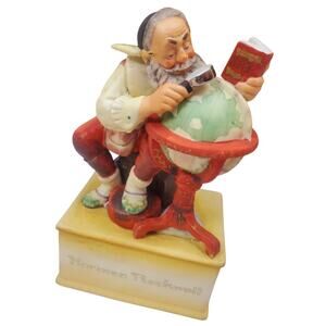 Vintage Norman Rockwell Santa Schmid Music Box Good Deeds Christmas Figurine